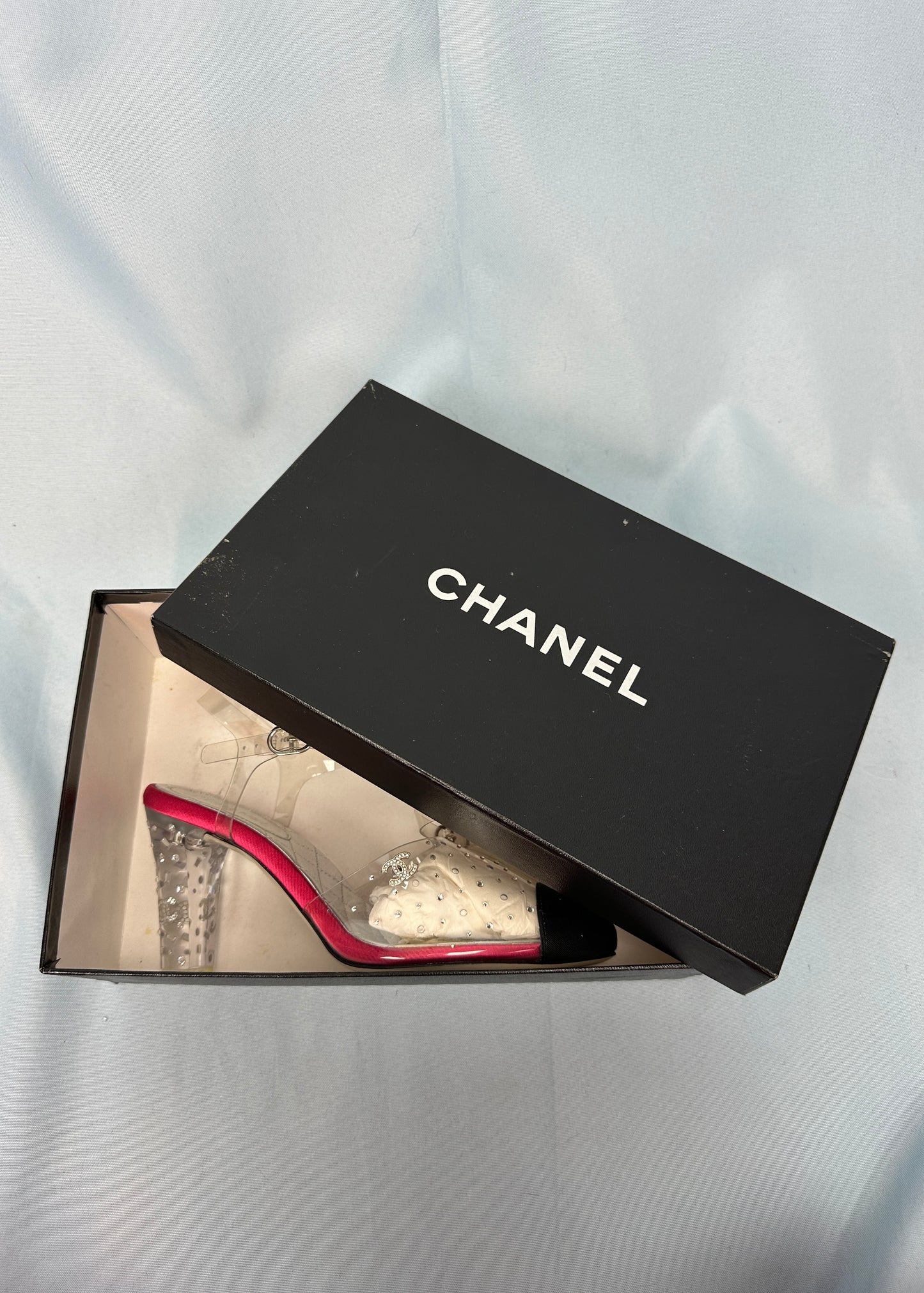 Chanel Crystal PVC & Cap Toe Heels