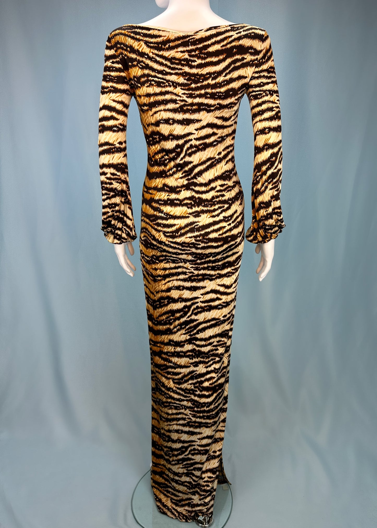 Dolce & Gabbana Tiger Print Long Sleeve Maxi Dress