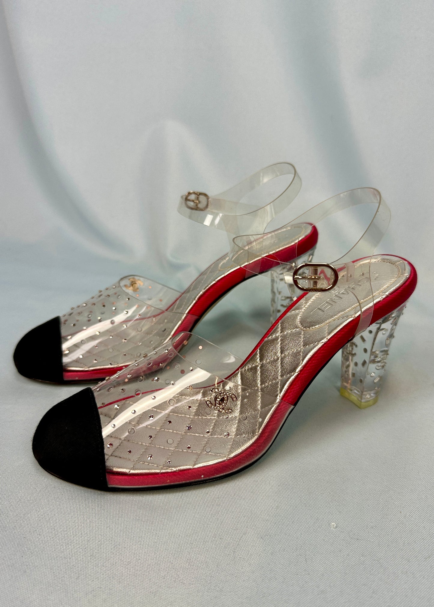 Chanel Crystal PVC & Cap Toe Heels