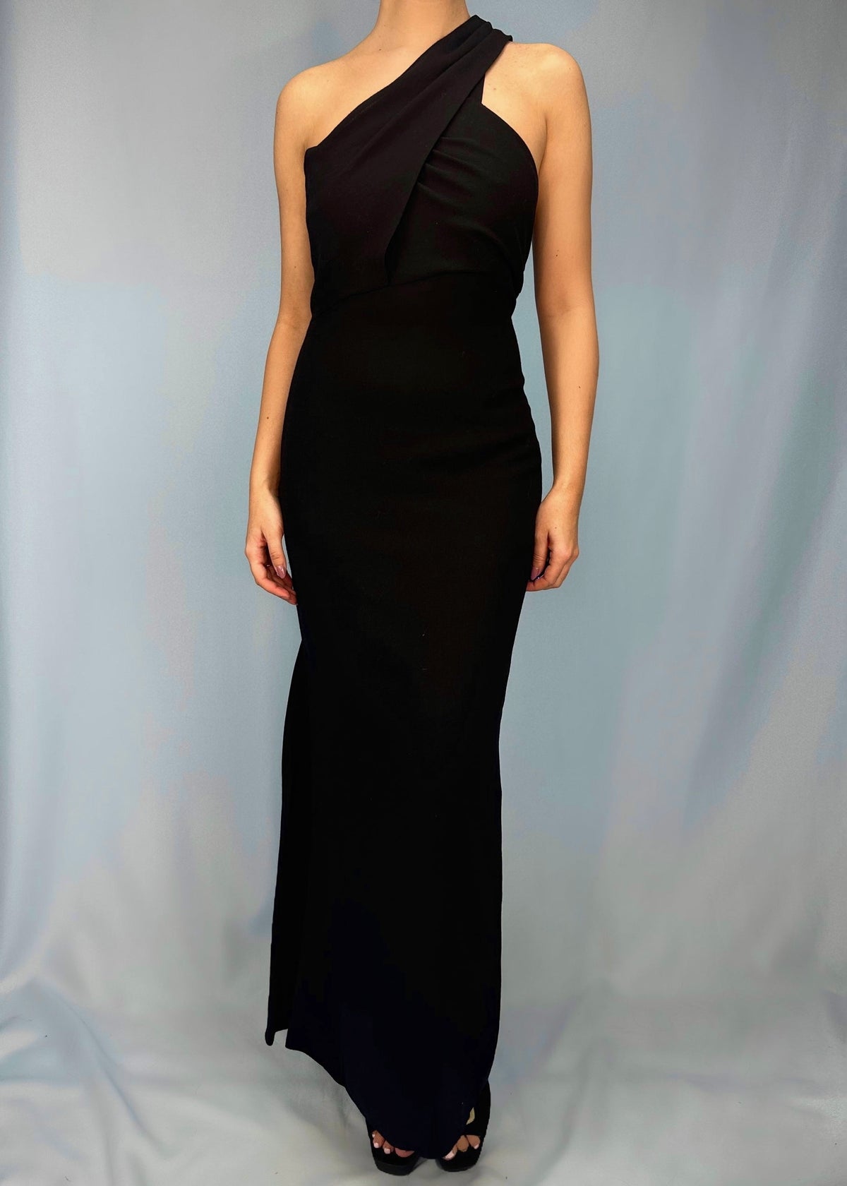 chanel vintage dress Fall 1998 Runway One Shoulder Draped Black Gown – Studded Petals viscos dress White One-Shoulder Bow Maxi Designed with a flattering Size:2XL(14)