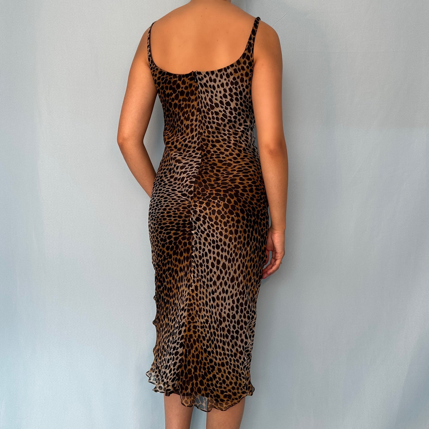Dolce & Gabbana Spring 1996 Leopard Print Silk Chiffon Dress