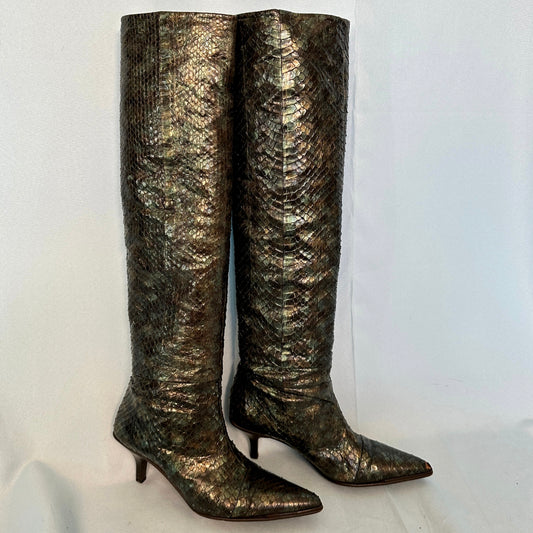 Gucci by Tom Ford Spring 1997 Green Python Knee High Boots