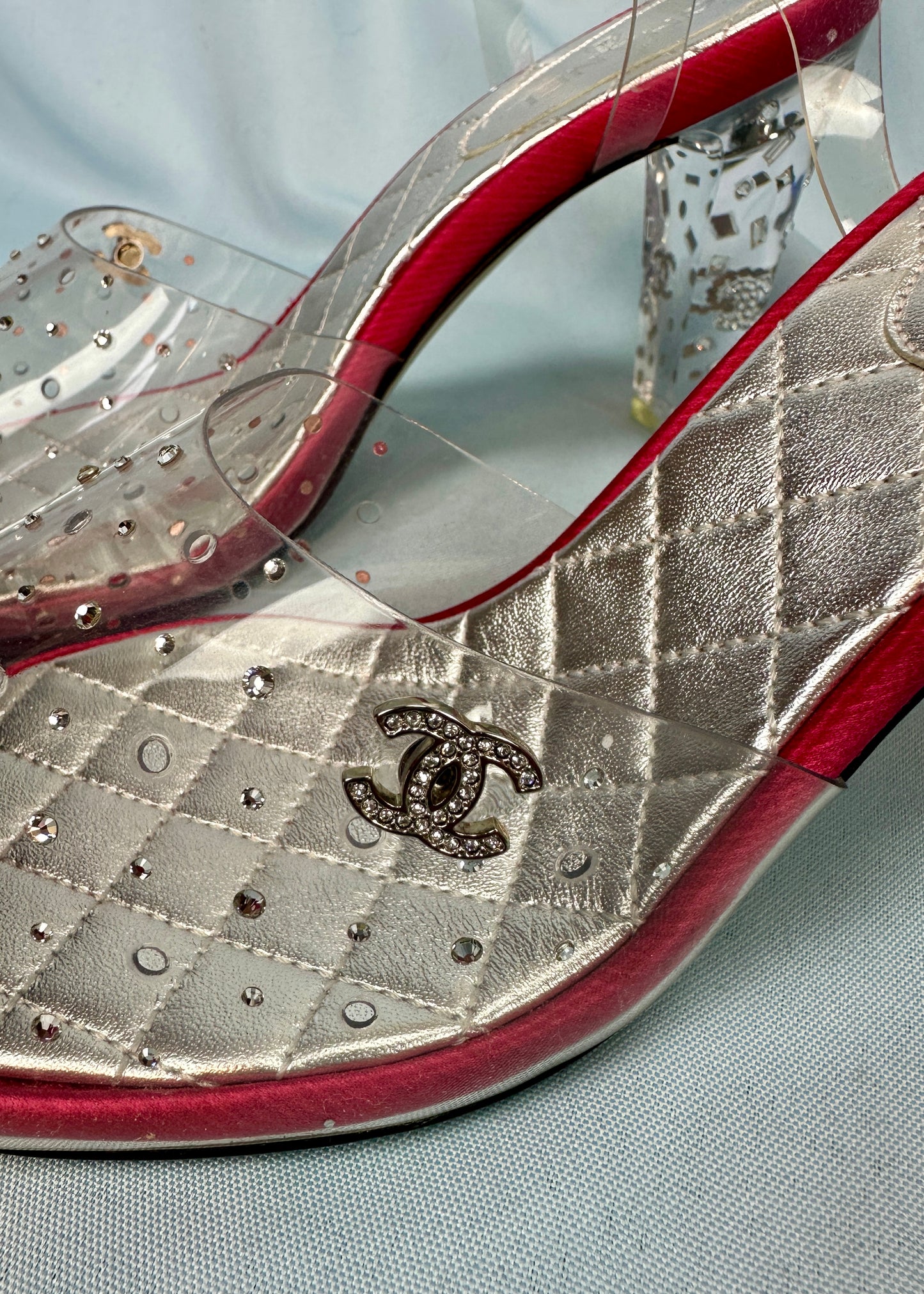 Chanel Crystal PVC & Cap Toe Heels