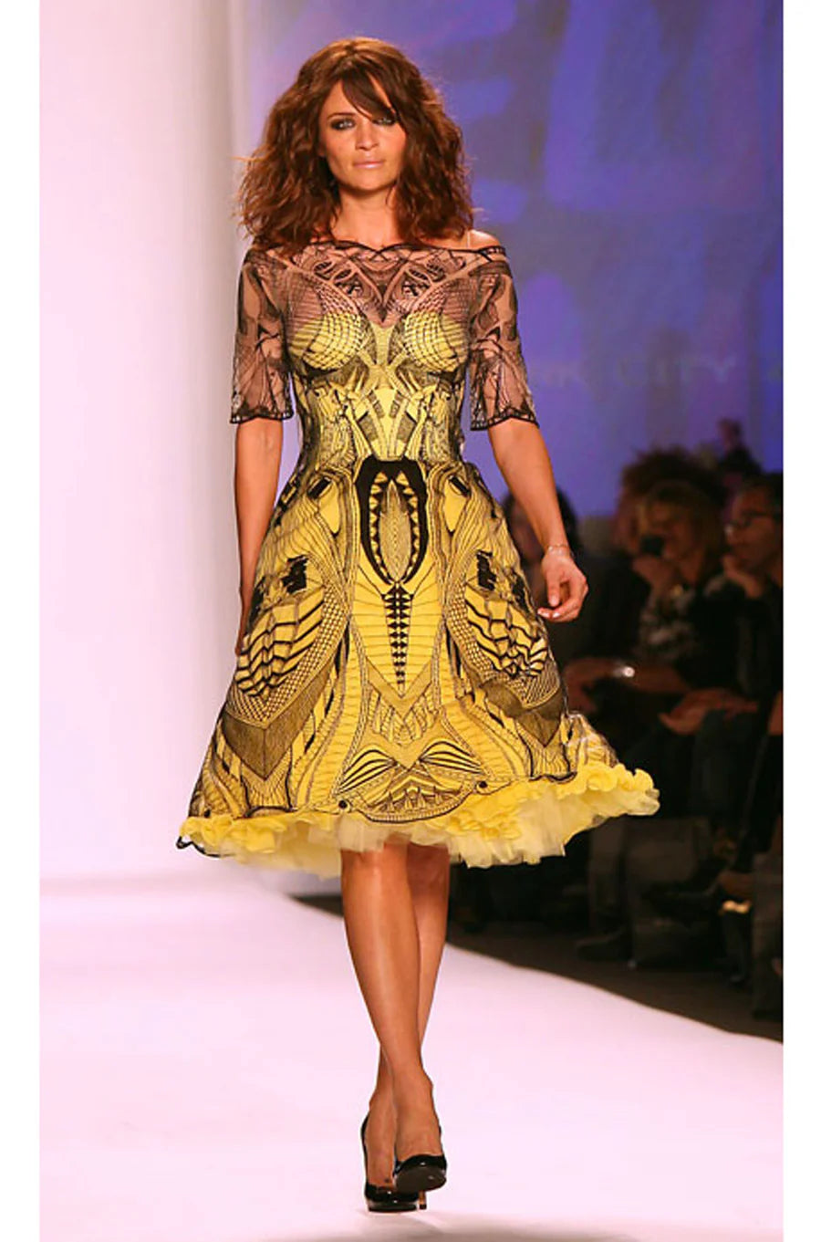 Alexander McQueen Resort 2010 Yellow Lace Butterfly Corset Top