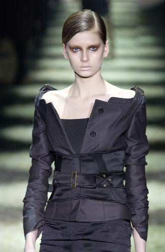 Gucci Fall 2003 Runway Wide Black Corset Waspie Belt