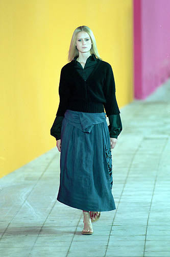 Dries Van Noten Spring 2000 Red Floral Jacquard Maxi Skirt