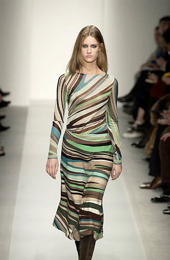 Emilio Pucci Fall 2002 Green Pattern Silk Chiffon Dress