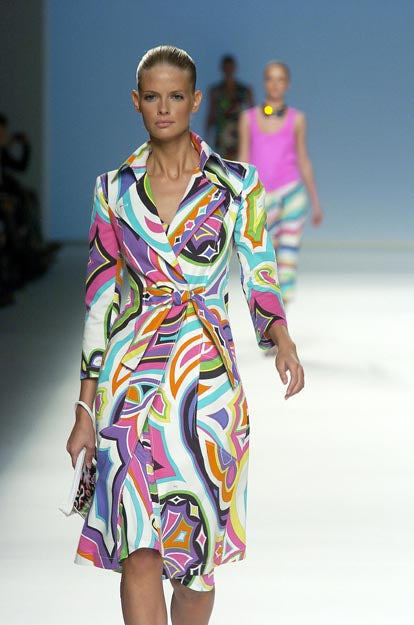 Emilio Pucci Spring 2005 Multi Colour Patterned Midi Dress