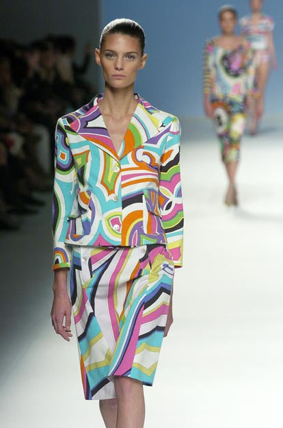 Emilio Pucci Spring 2005 Multi Colour Patterned Midi Dress