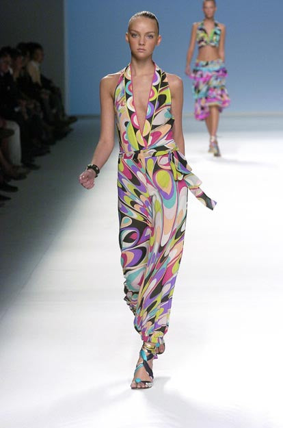 Emilio Pucci Spring 2005 Printed Silk Halter Dress