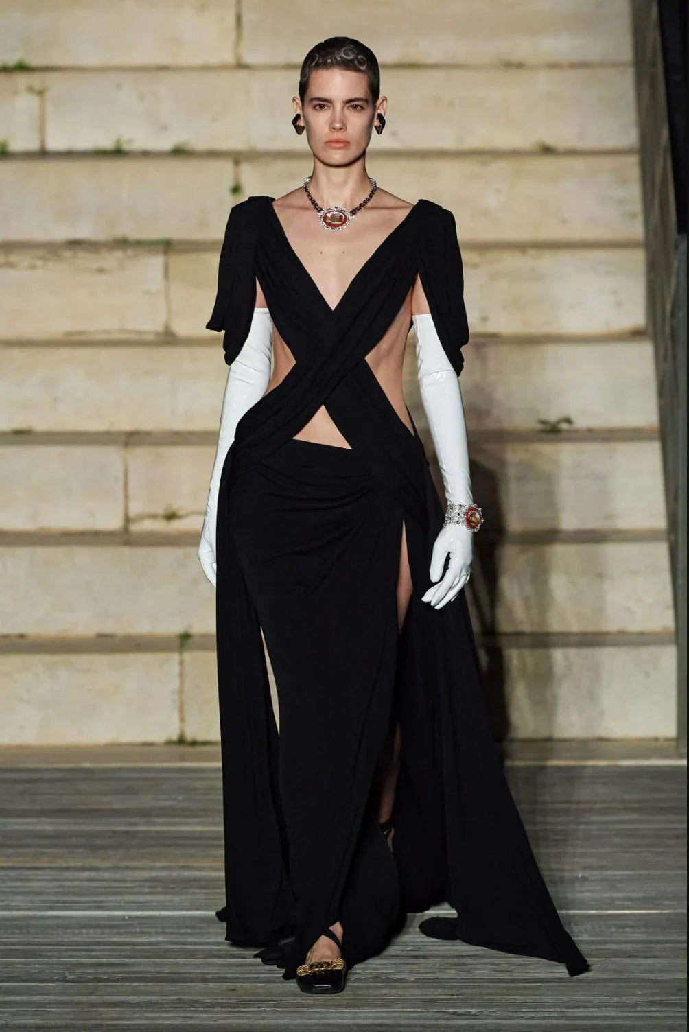 Gucci Resort 2023 Runway Black Draped Crossover Gown
