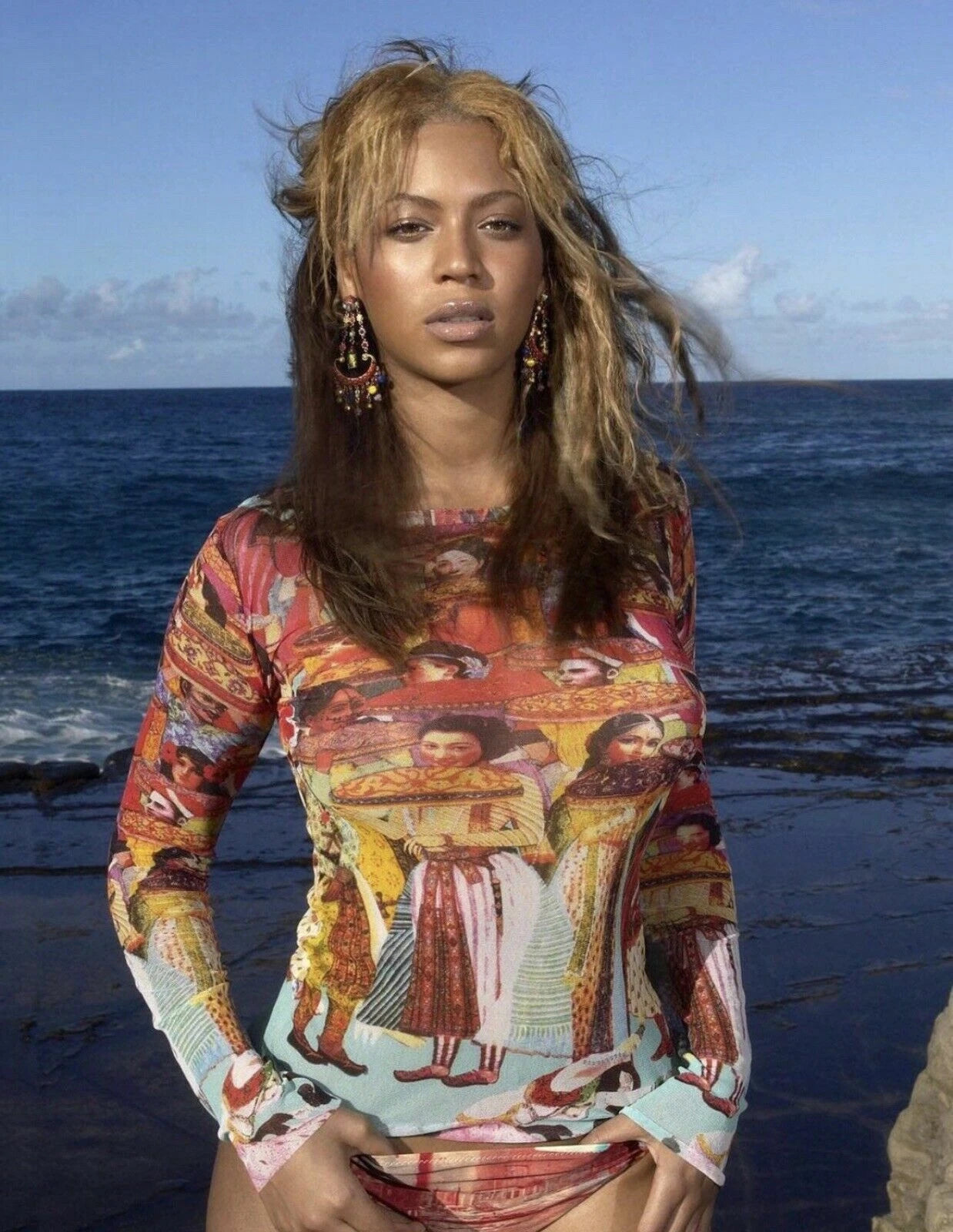 Jean Paul Gaultier Spring 2003 Bollywood Print Mesh Wrap Top