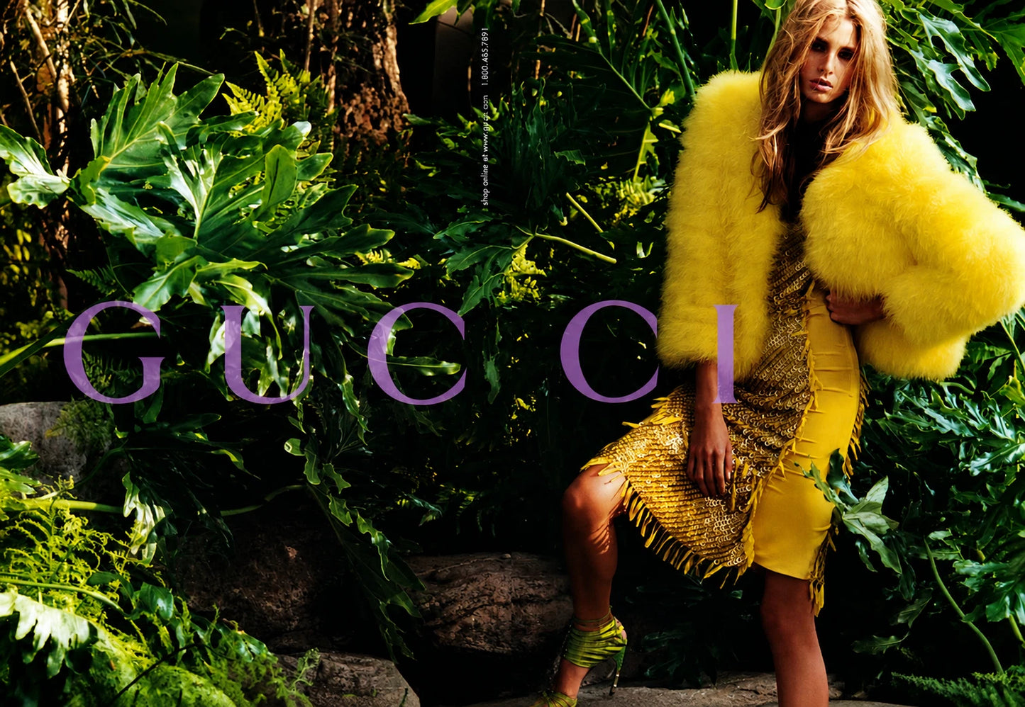 Gucci Spring 2004 Runway Yellow Marabou Feather Bolero Jacket