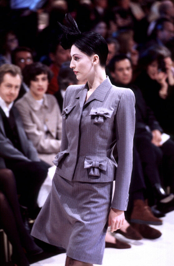 Givenchy Couture by John Galliano Spring 1996 Pink & Orange Stripe Bow Pocket Jacket