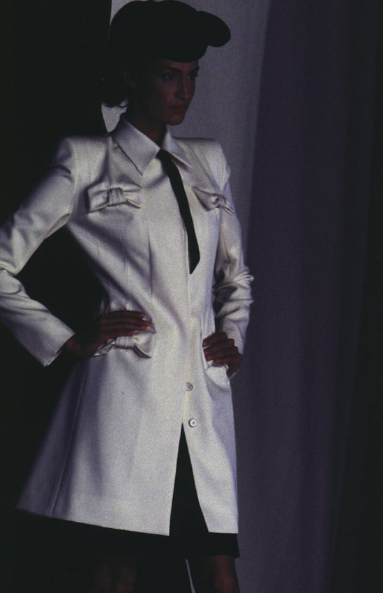 Givenchy Couture by John Galliano Spring 1996 Pink & Orange Stripe Bow Pocket Jacket