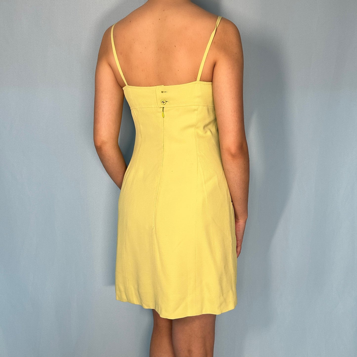 Chanel Spring 1997 Lime Green Pocket Mini Dress