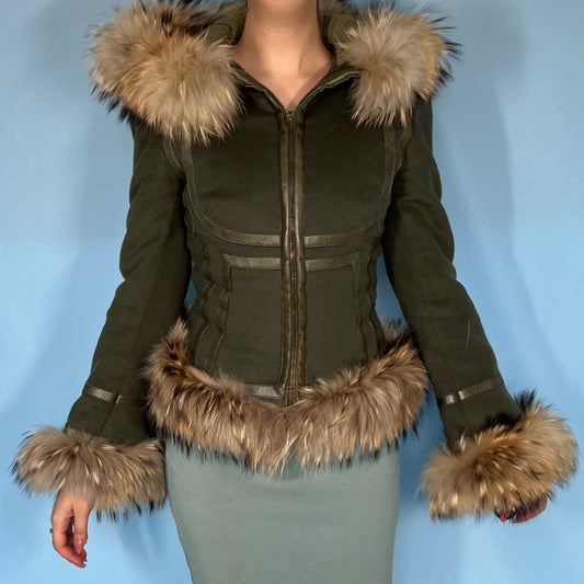 Alexander McQueen Fall 2003 Khaki Fur Cuff Jacket