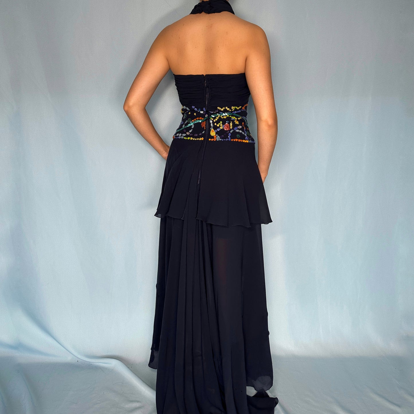 Karl Lagerfeld Fall 1987 Runway Silk Chiffon Embellished Two Piece Set