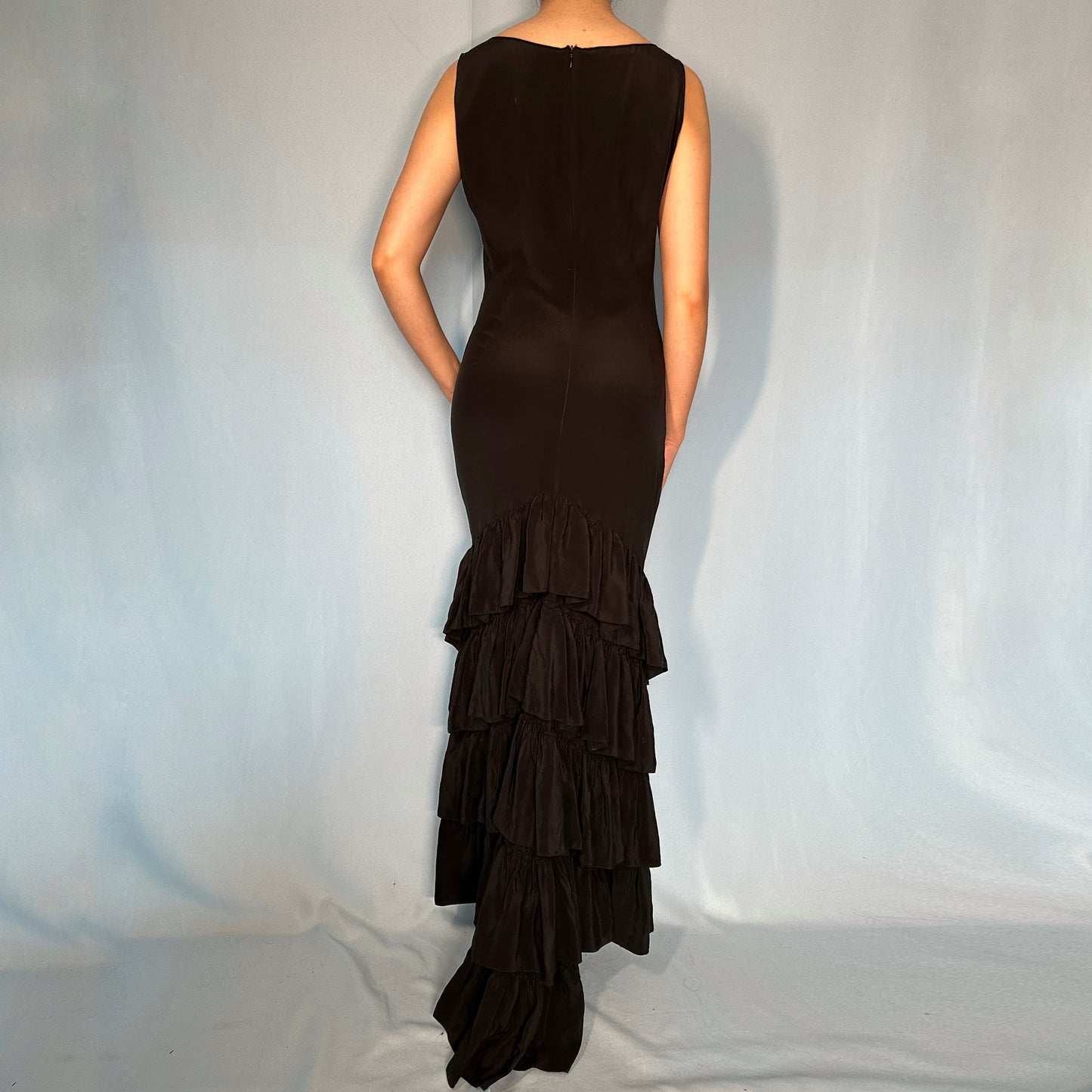 Alexander McQueen S/S 1999 Black Silk Ruffle Dress