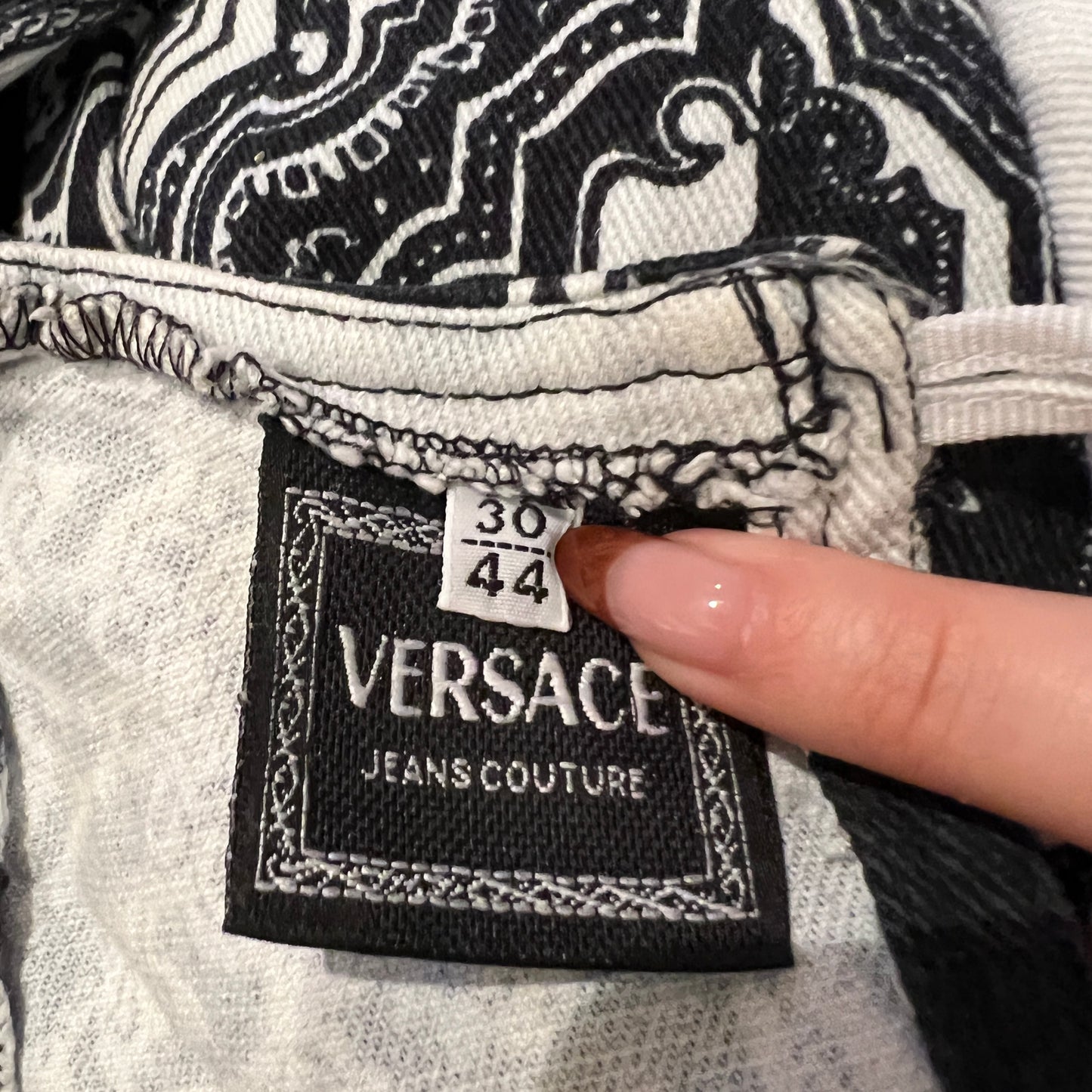 Versace Spring 1991 Monochrome Paisley Pattern Denim Dress