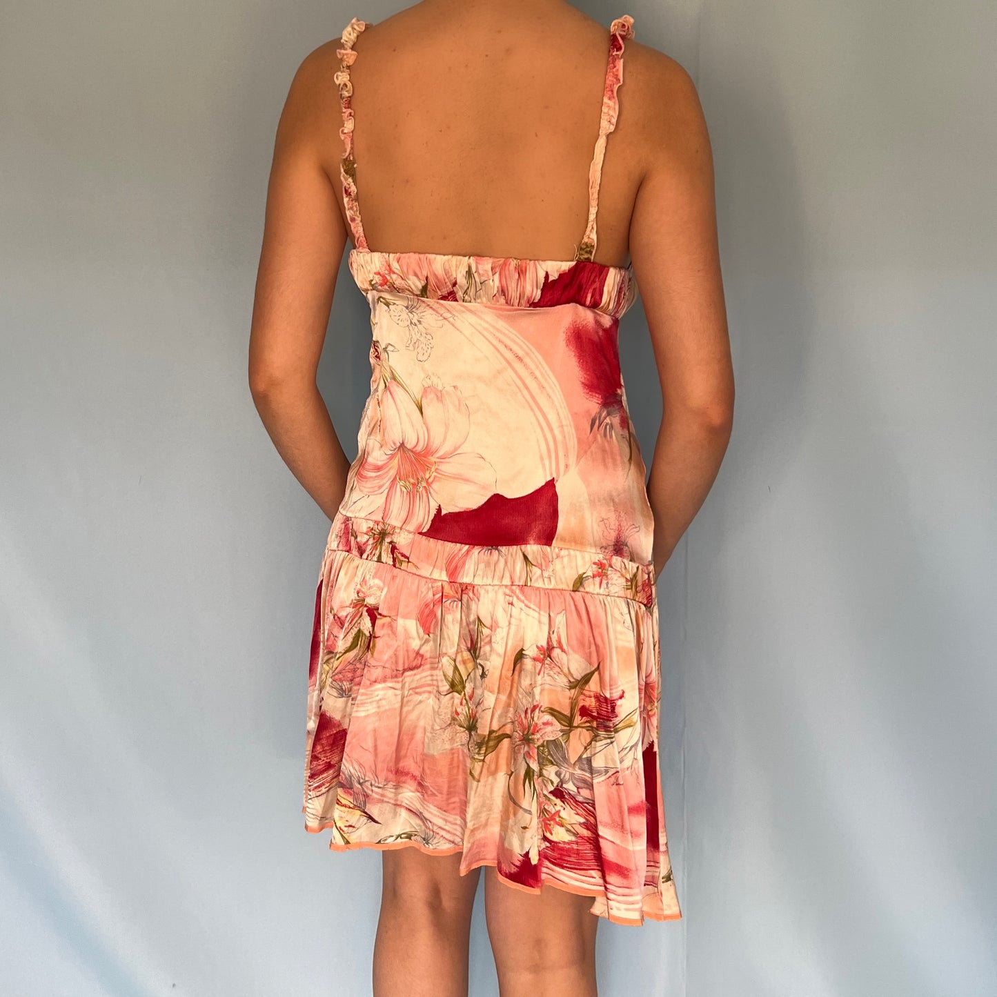 Blumarine Floral Silk Satin Dress