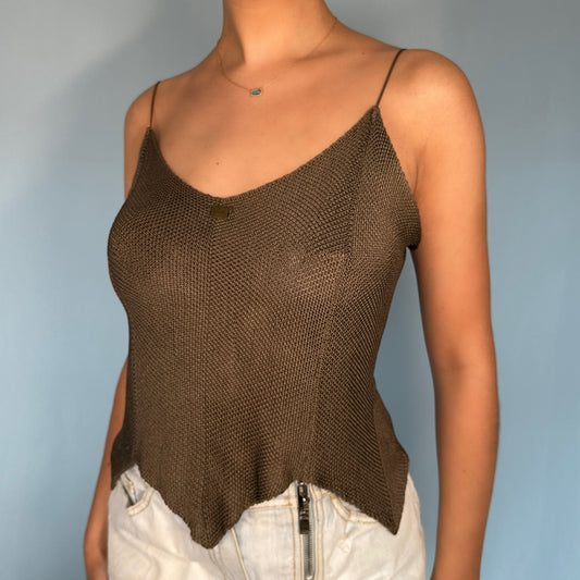 Chanel 1999 Silver Knit Camisole Top