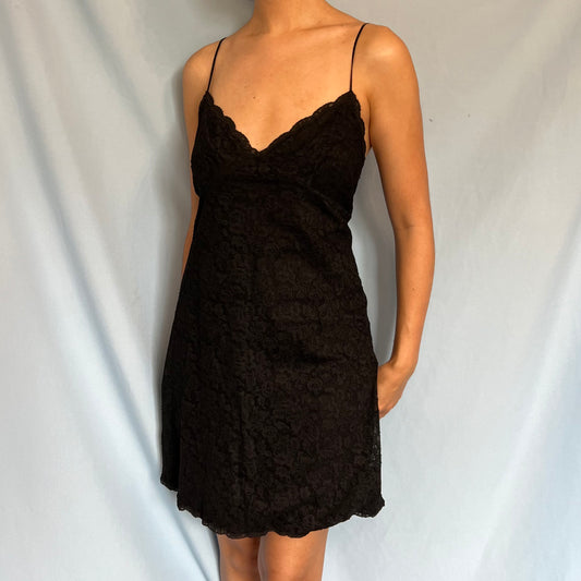 Dior Spring 1998 Black Lace Mini Dress
