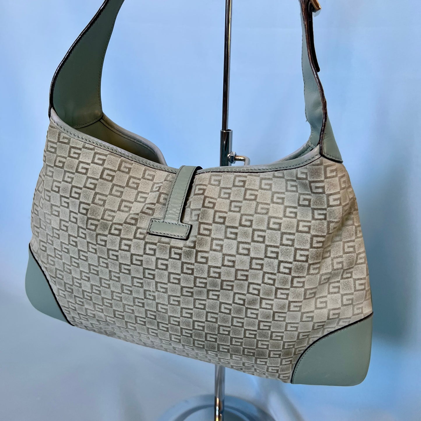Gucci Suede Monogram Embossed Jackie Bag