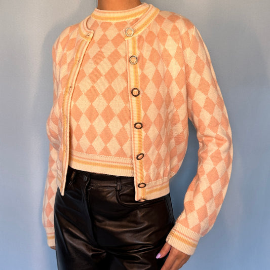 Versace 1995 Knitted Medusa Button Twin Set Cardigan & Tank Top