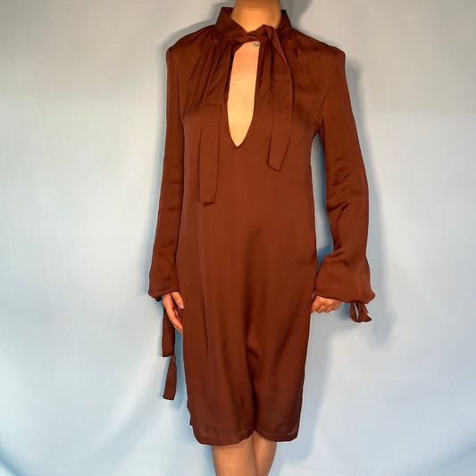 Gucci by Tom Ford Fall ‘03 Brown Silk Dress