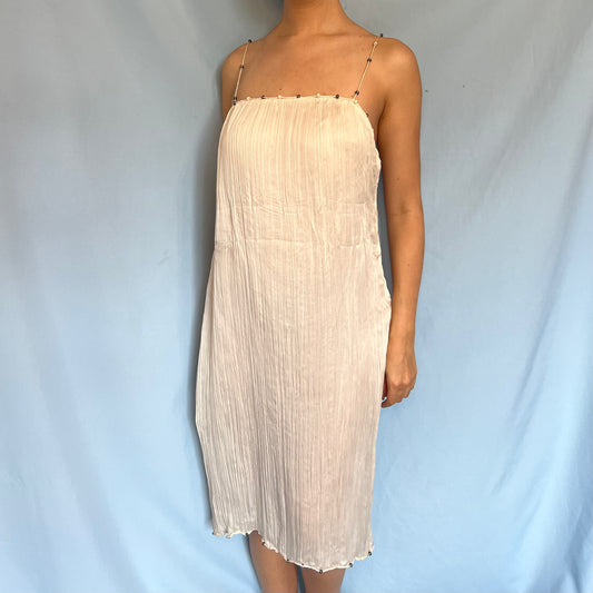 Dior Spring 1999 Silk Plissé Ivory Dress
