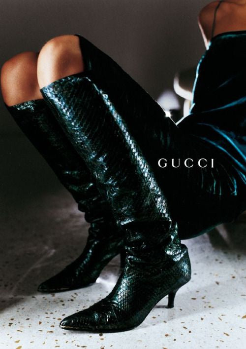 Gucci by Tom Ford Spring 1997 Green Python Knee High Boots