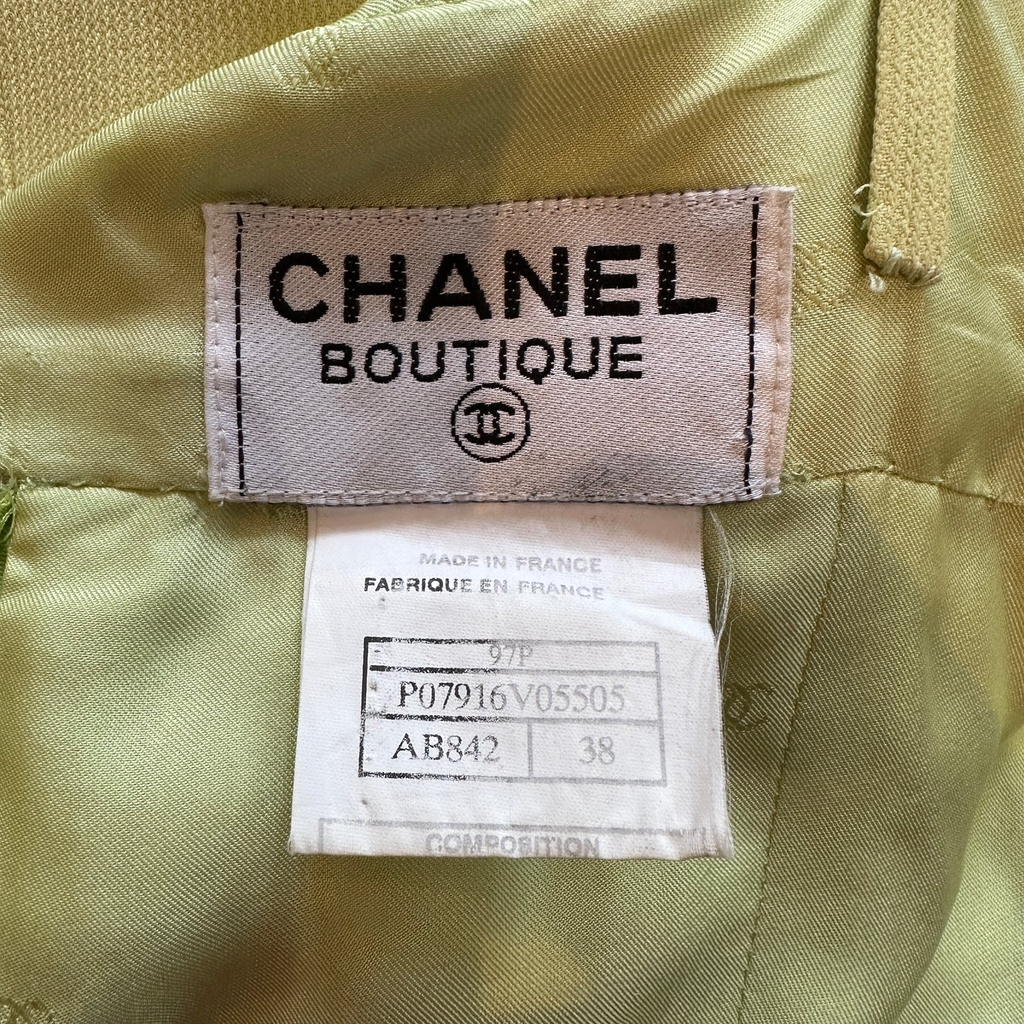 Chanel Spring 1997 Lime Green Pocket Mini Dress