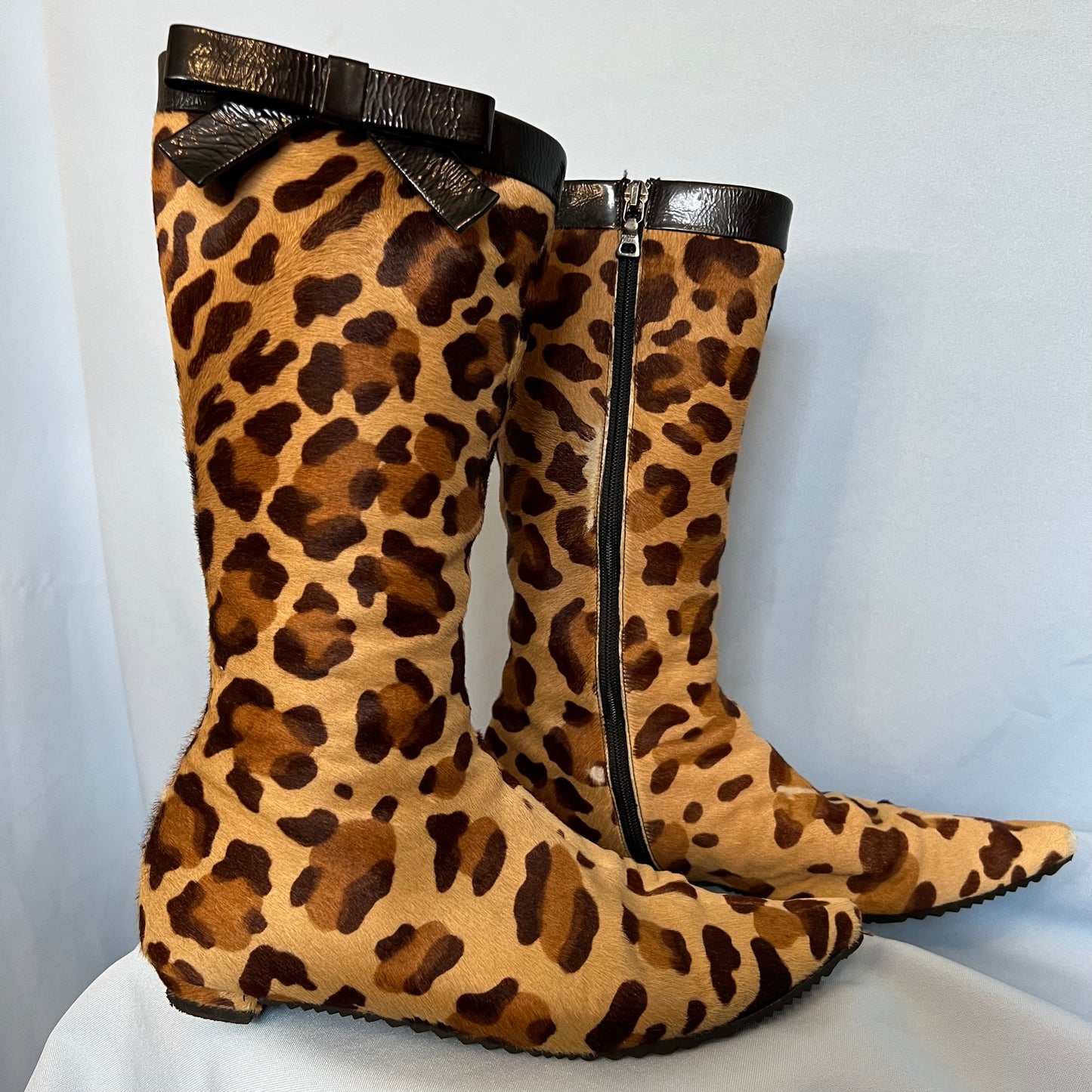 Prada Leopard Print Ponyhair Boots