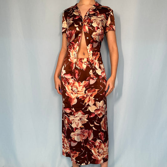 Dolce & Gabbana Spring 1997 Floral Skirt & Blouse Top Set