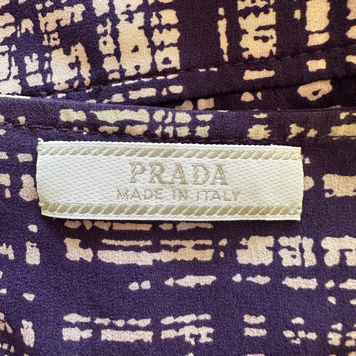 Prada Spring 1996 Runway Purple Silk Graffiti Checked Dress