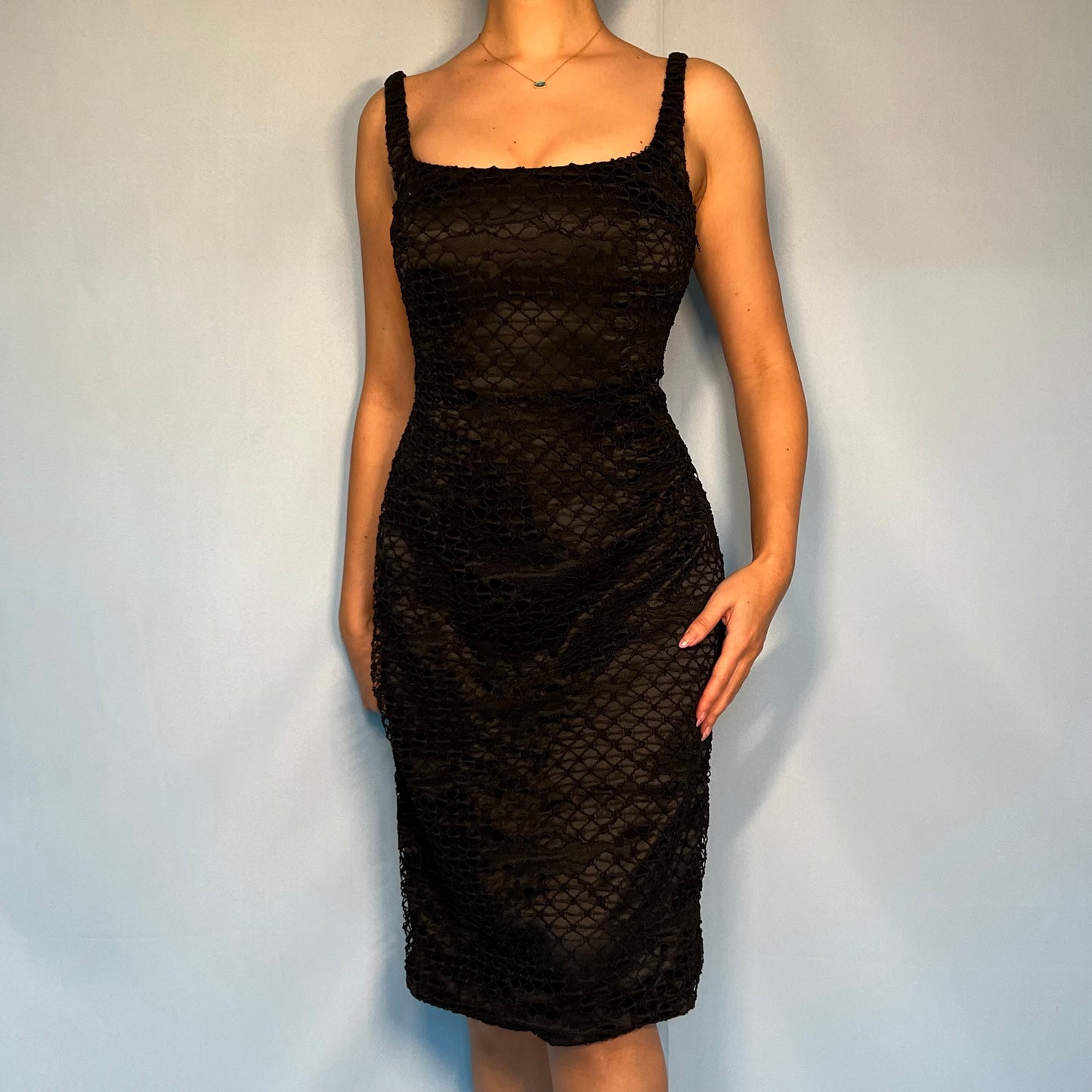 Versace Black Lace Overlay Dress