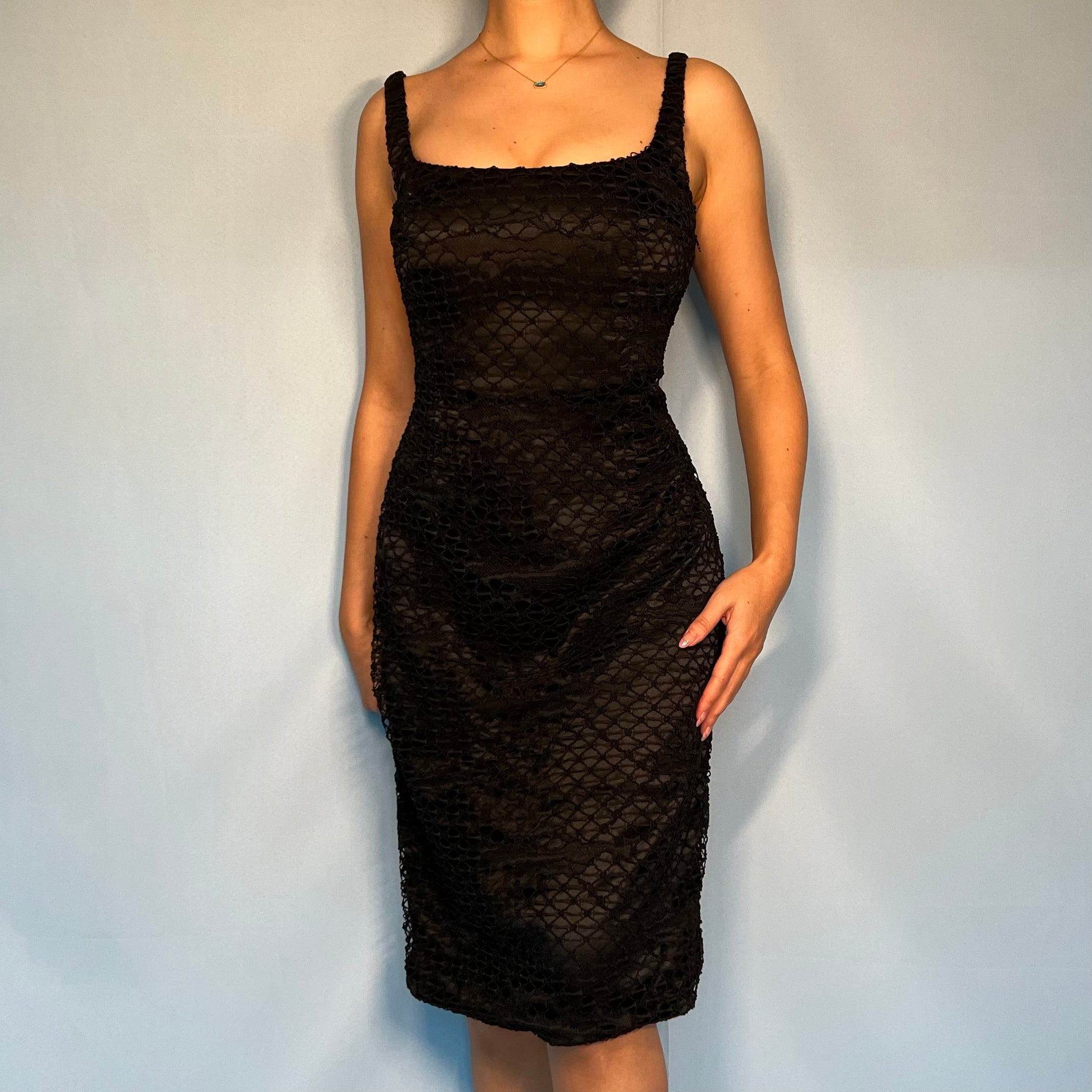 Versace Black Lace Overlay Dress Studded Petals Vintage Versace Black Lace Overlay Dress Studded Petals Vintage