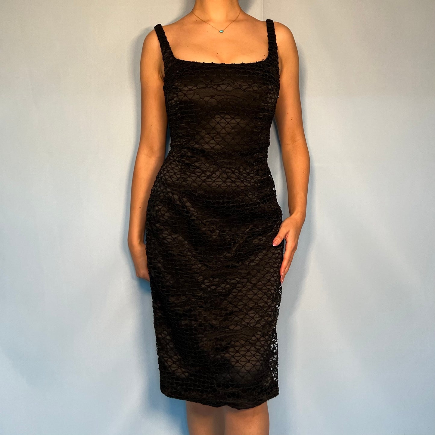 Versace Black Lace Overlay Dress