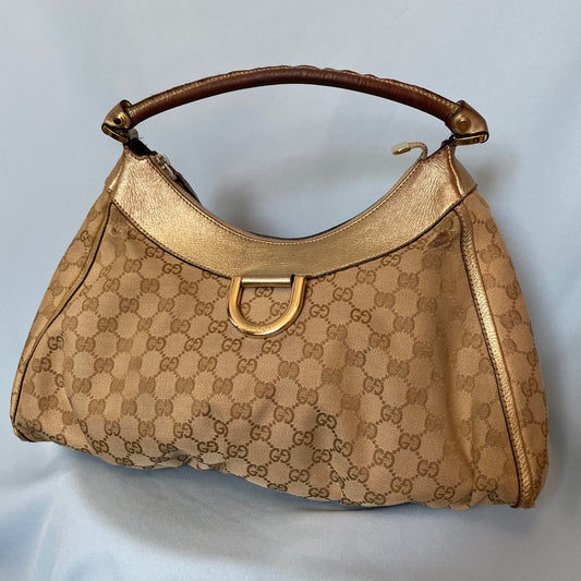 Gucci Monogram Gold Trim D Ring Bag