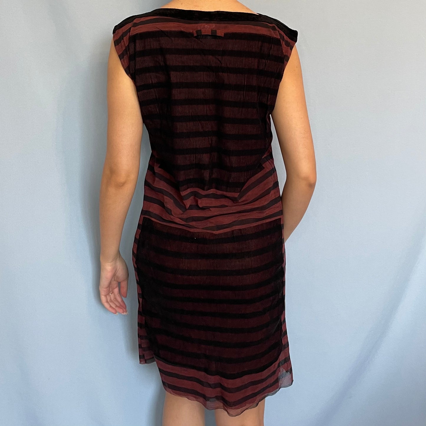 Jean Paul Gaultier Striped Mesh Dress