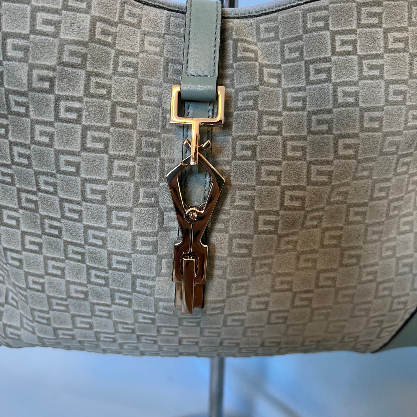 Gucci Suede Monogram Embossed Jackie Bag