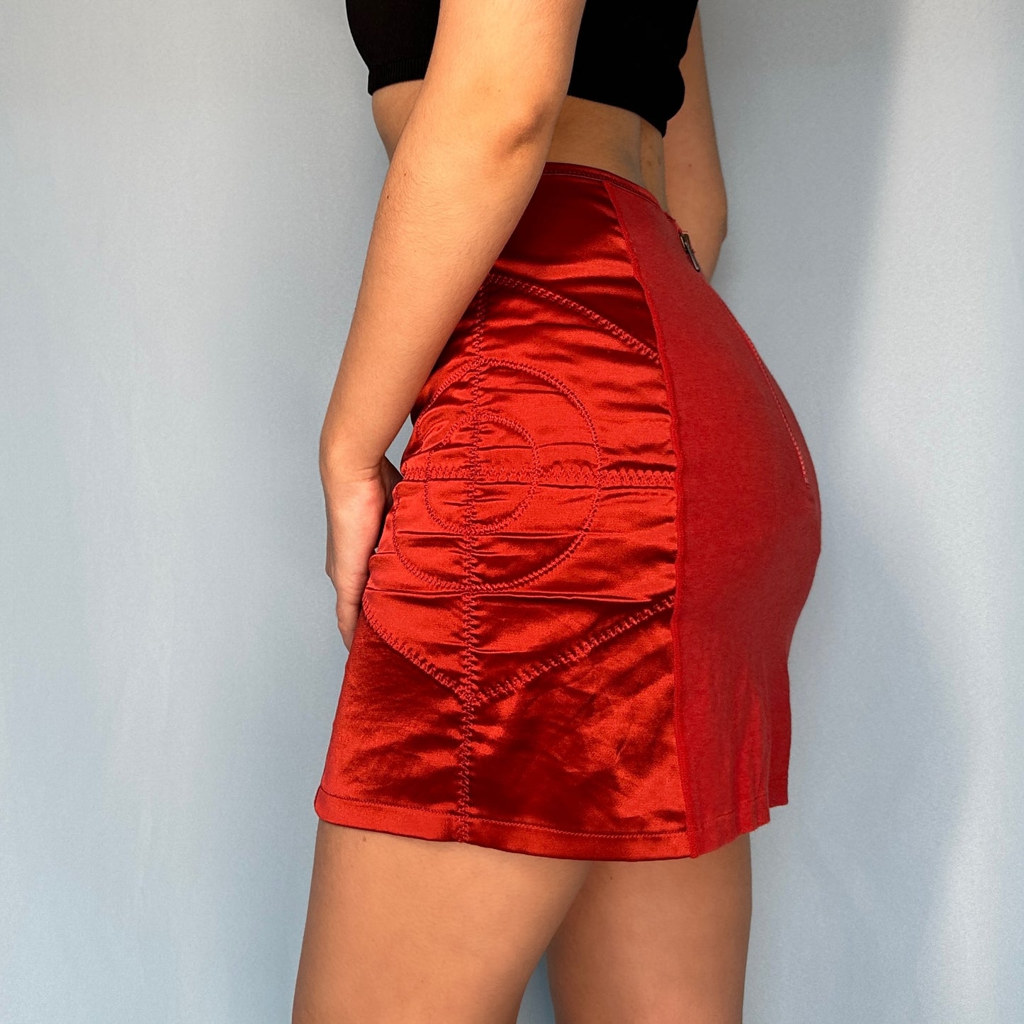 Jean Paul Gaultier Red Satin Detail Lingerie Style Skirt