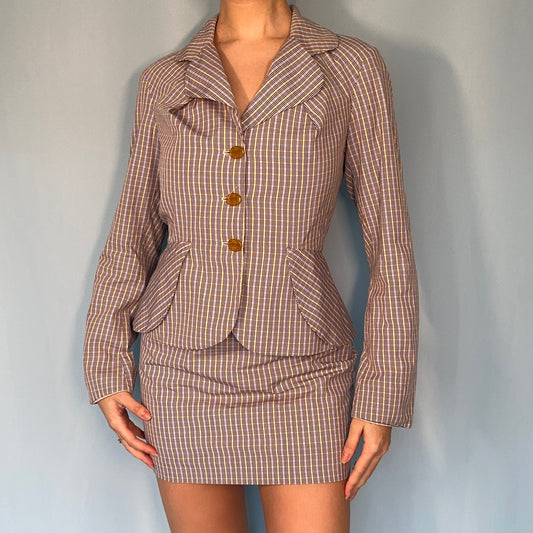 Vivienne Westwood Spring 1994 “Cafe Society” Checked Skirt & Jacket Suit Set