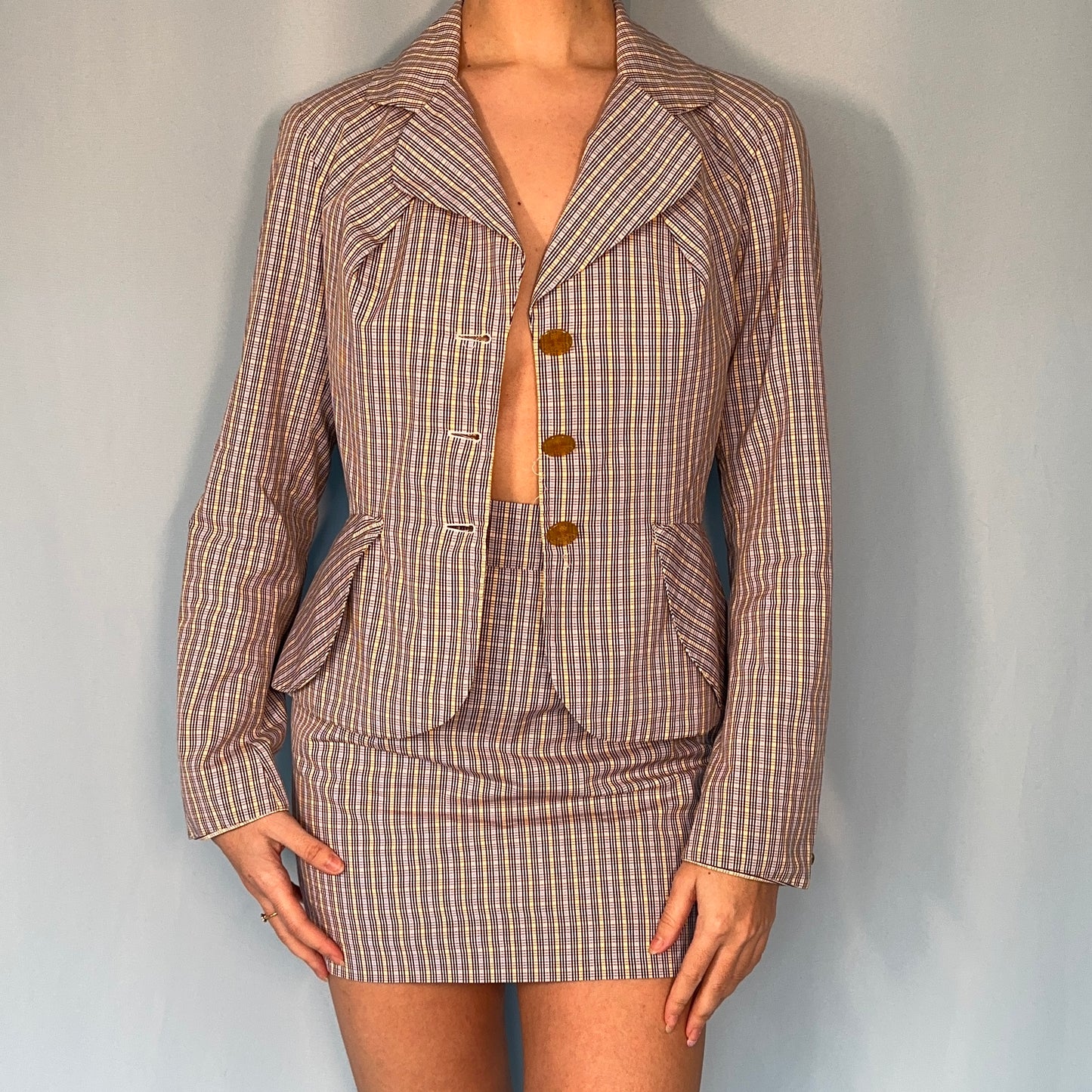 Vivienne Westwood Spring 1994 “Cafe Society” Checked Skirt & Jacket Suit Set