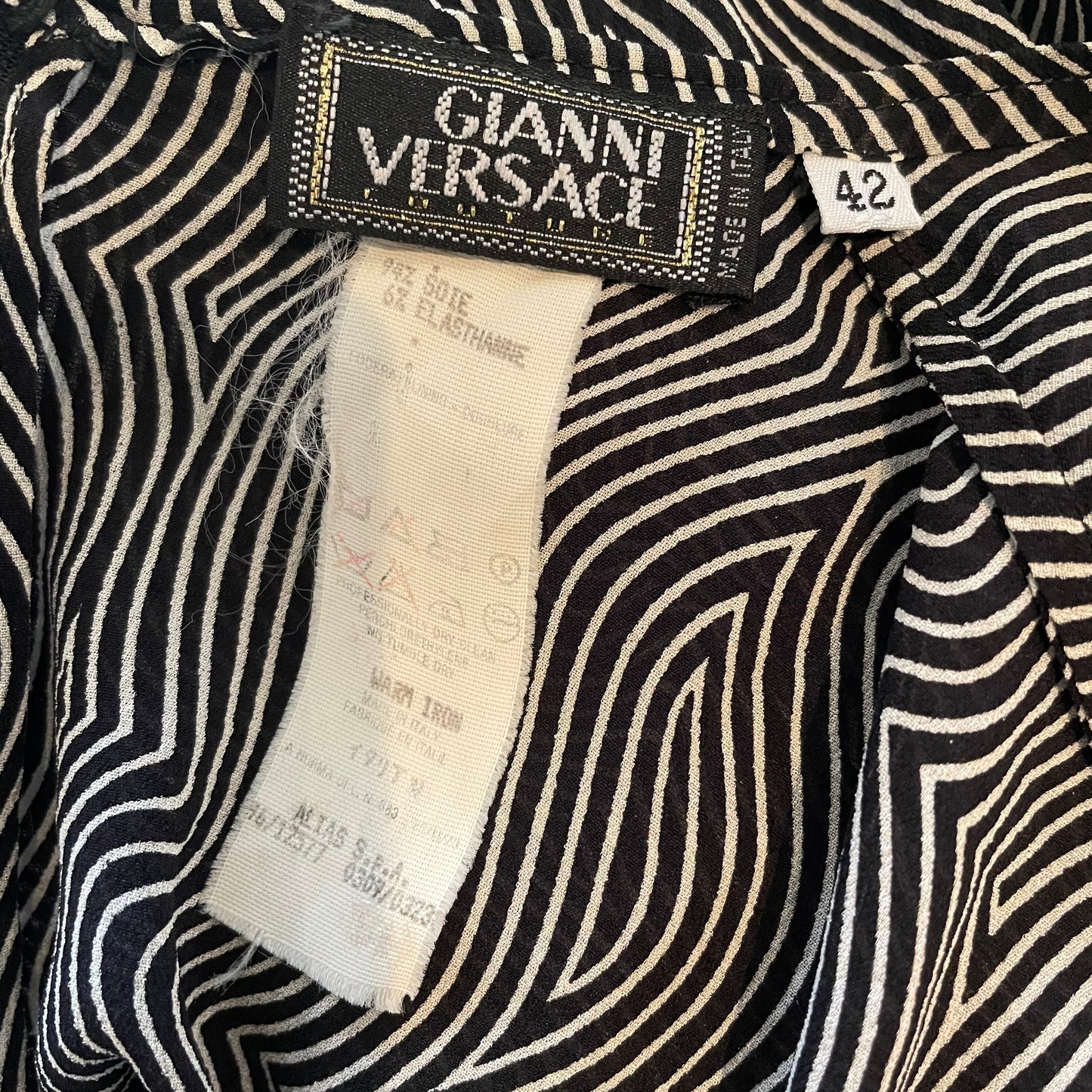 Versace 1996 Monochrome Silk Long Sleeve Top