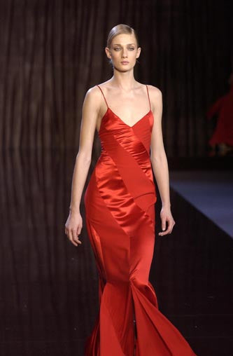 Valentino F/W 2003 Runway Taupe Silk Satin Gown Dress