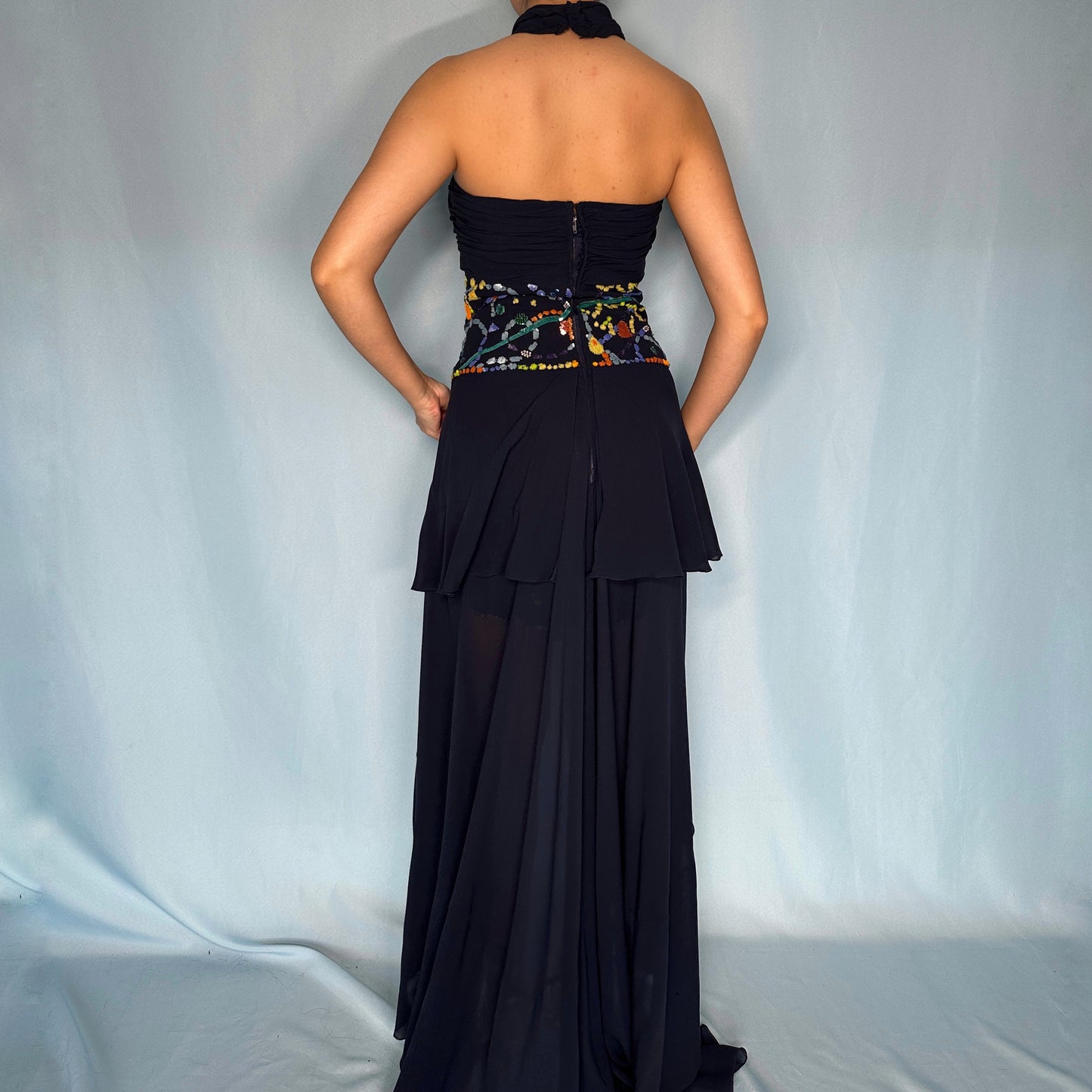 Karl Lagerfeld Fall 1987 Runway Silk Chiffon Embellished Two Piece Set
