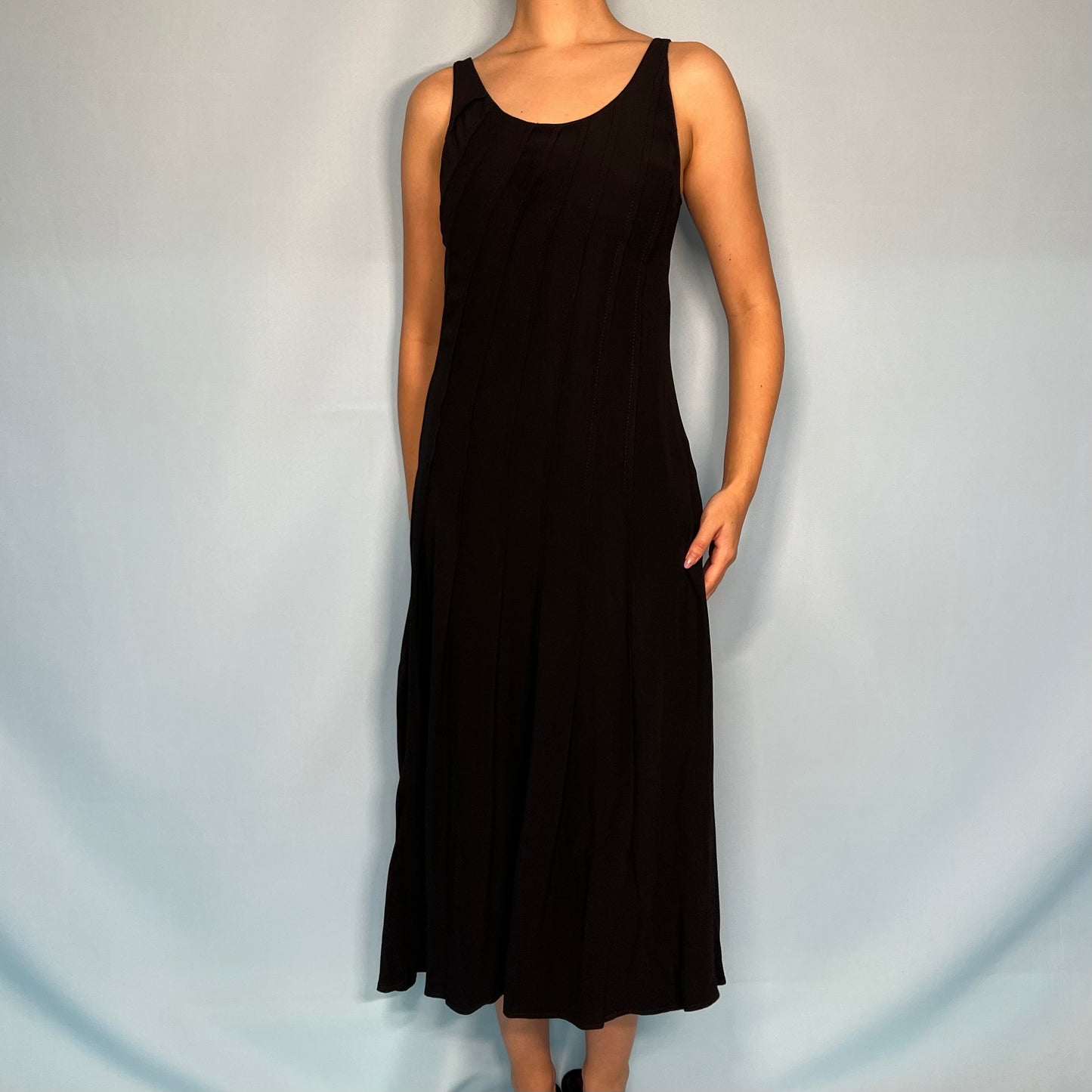 Anna Molinari Couture Black Pleated Detail Dress