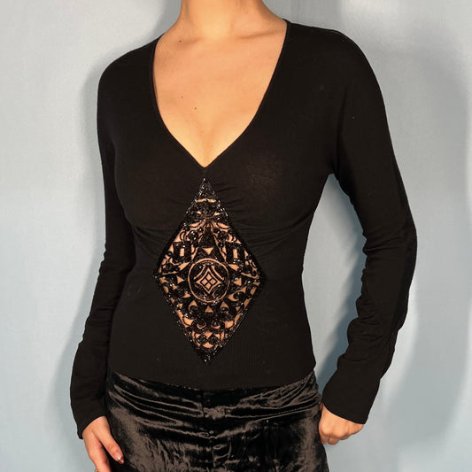 Valentino Embellished Cut Out Knitted Sweater Top